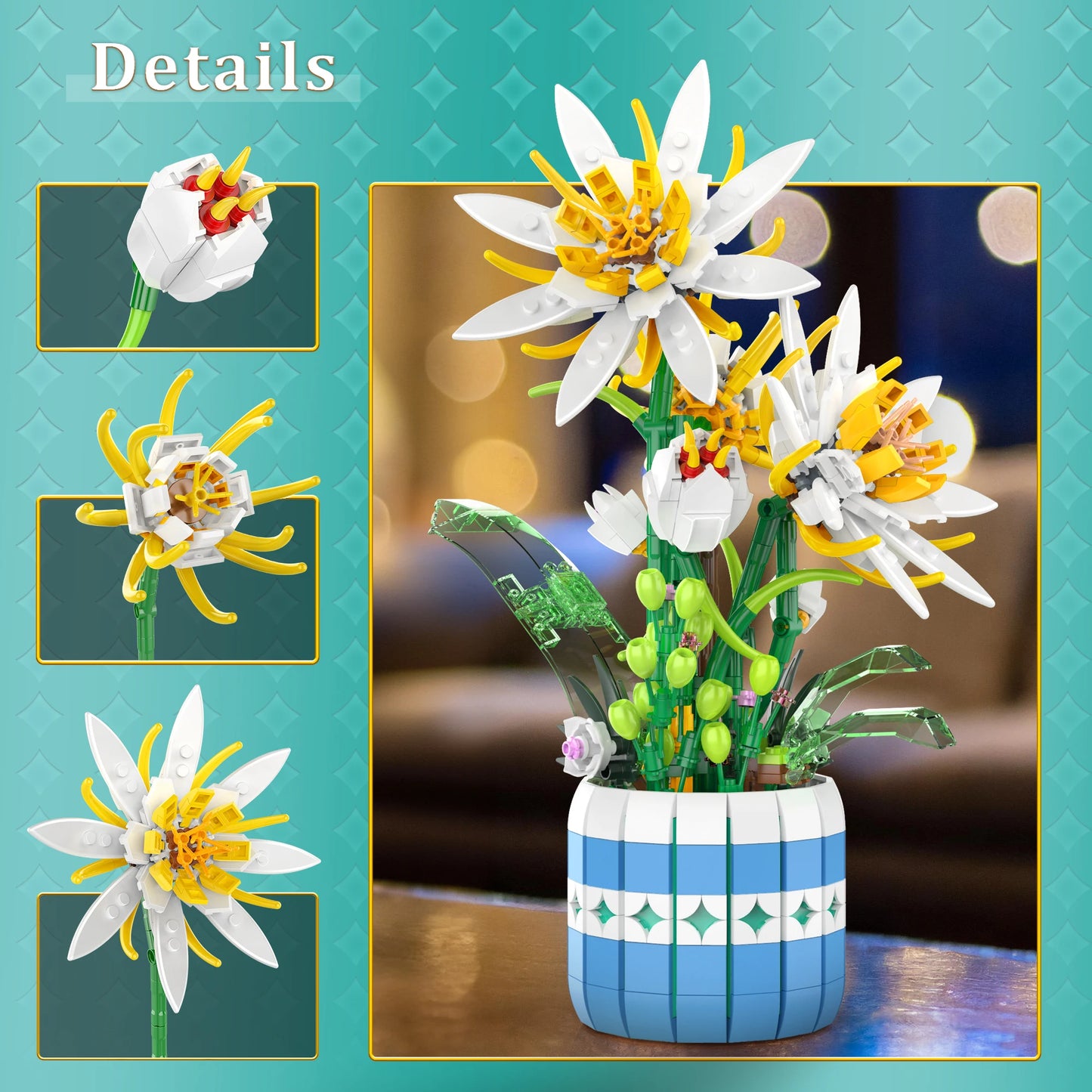 EDUCIRO Piphyllum Flower Bouquet Building Set – Botanical Bonsai Building Toy for Adults & Kids, Perfect Christmas Gift