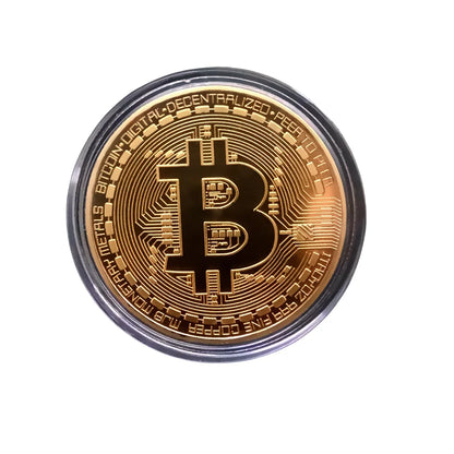 Casascius Bitcoin Commemorative Coin – Gold Plated BTC Metal Collector’s Edition with Protective Case