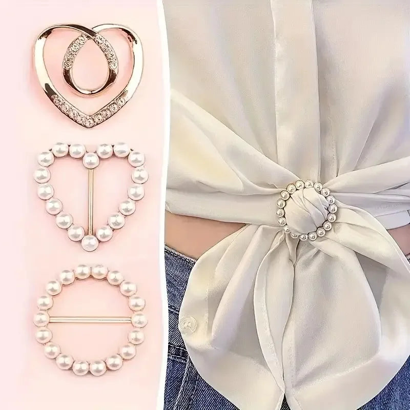 Elegant Alloy Brooch Pins with Pearls & Rhinestones – Minimalist Irregular Shapes, Fashion Accessory for Garments & Scarves