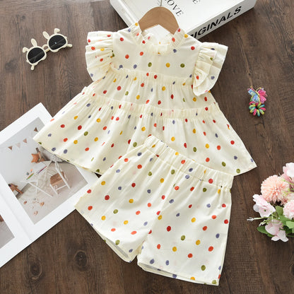 Children's Floral Embroidery Lace Set - Sleeveless Top & Shorts, 2-Piece Toddler Girl Clothes for 2-7 Years
