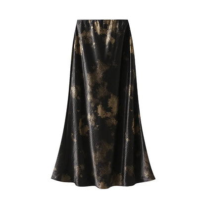 Seoulish Women’s Vintage Polka Dot Satin Mermaid Skirt – High Waist Midi Length Casual Spring Summer Fashion Skirt 2026