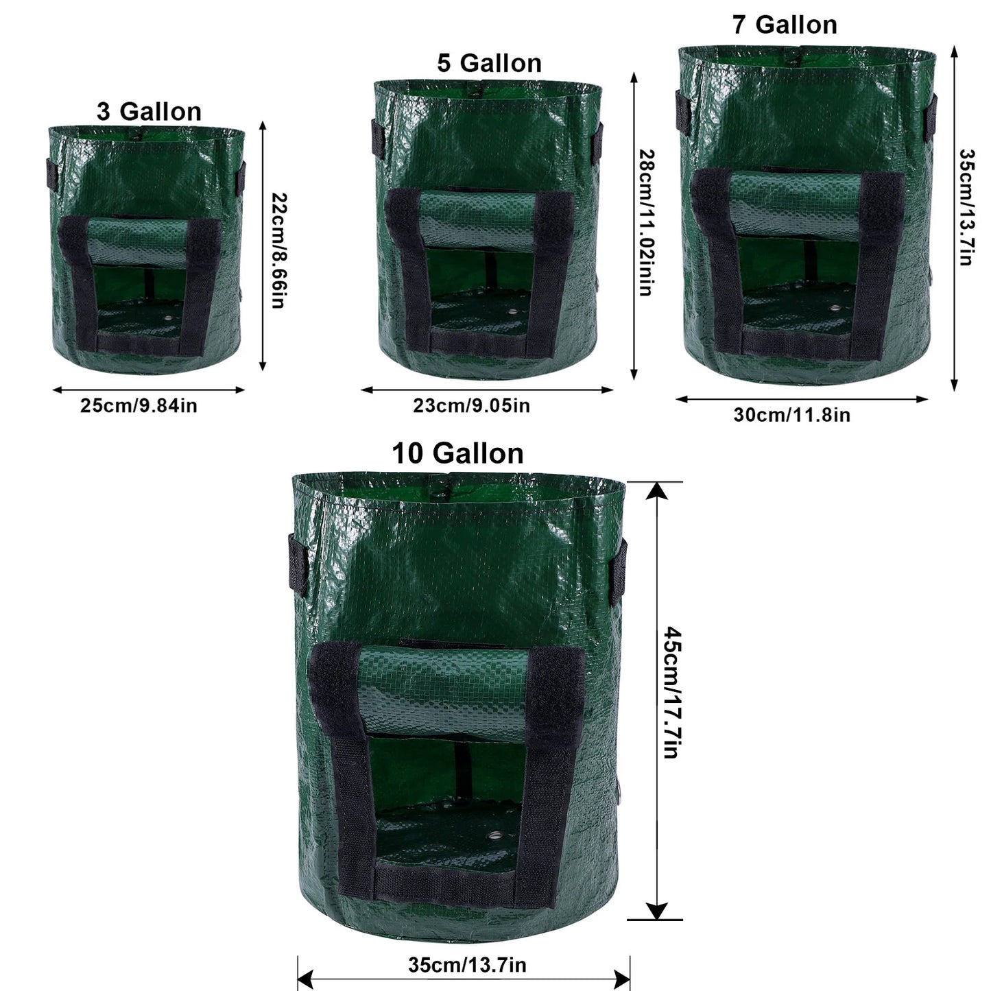 Potato Grow Bags – 3/5/10 Gallon Gardening Planter Bags for Potatoes, Tomatoes, Carrots & Vegetables