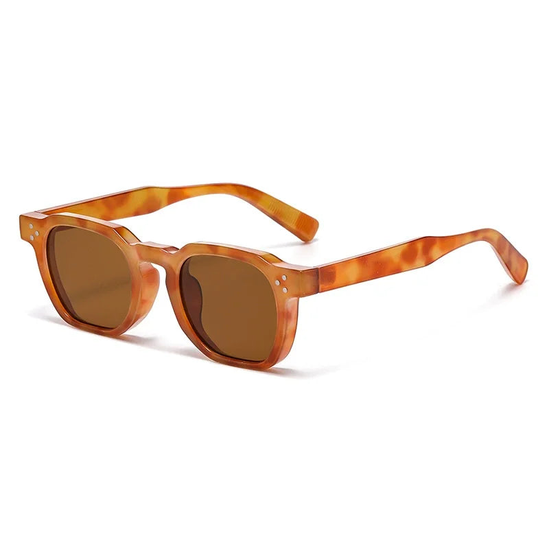JNPCXI Vintage Rivet Oval Sunglasses – Fashion Leopard Frame Luxury Eyewear for Men & Women, Anti Blue Light Glasses