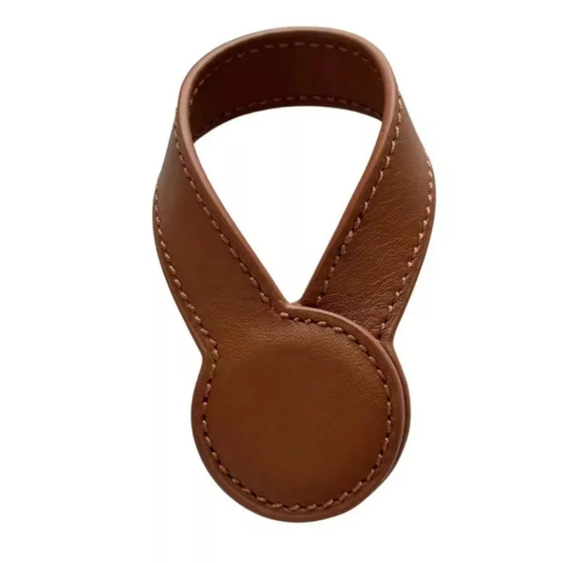 Multi-Purpose PU Leather Magnetic Hat Clip – Strong Magnetic Round Organizer for Travel Bags, Luggage & Accessories Holder