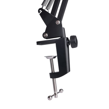 Extendable Microphone Boom Arm Stand - Suspension Scissor Arm with Mic Clip & Table Mount Clamp