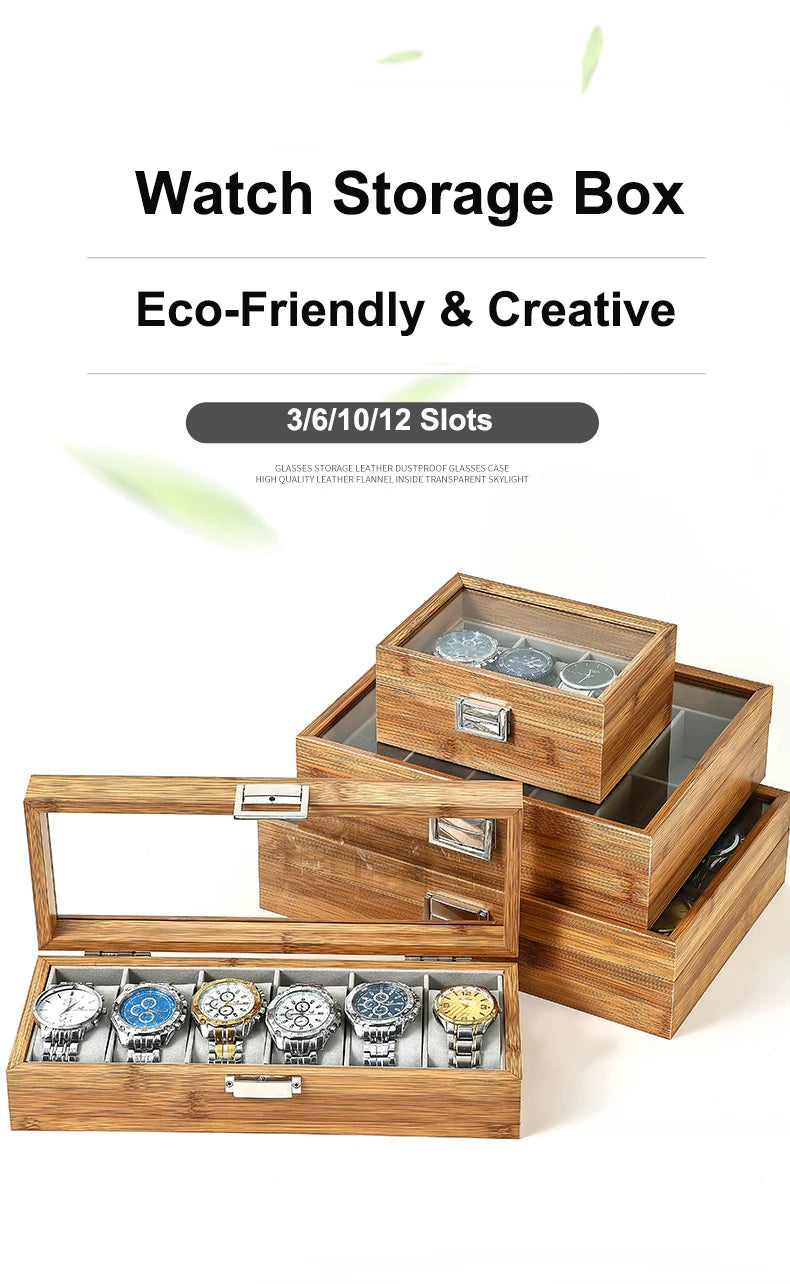 WellZone 2024 Bamboo Watch Box — Eco-Friendly Chinese Style Fashionable Watch Storage Case