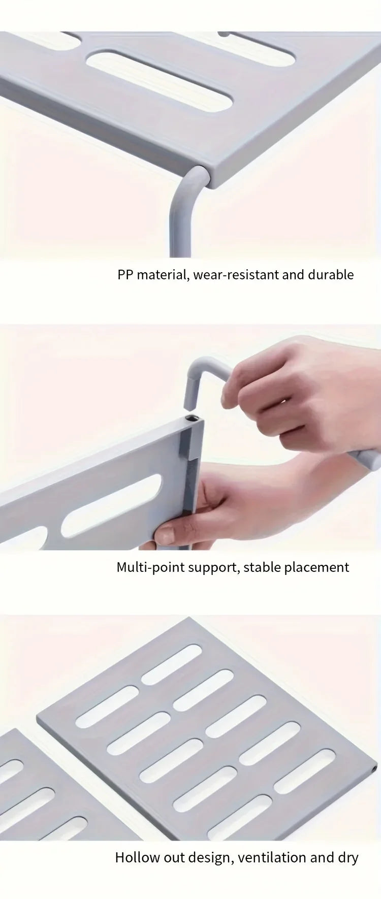 Adjustable Multi-Tier Plastic Shoe Rack — Space-Saving Storage Organizer for Sneakers, Slippers, Home, Dorm, Closet, White or Gray