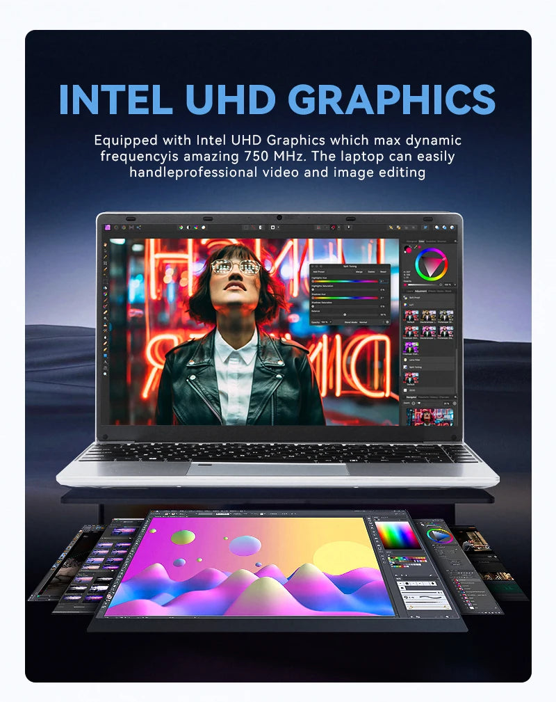 FIREBAT A14 Laptop — 14.1" FHD | Intel N5095 | 16GB LPDDR4 RAM | 512GB/1TB SSD | Lightweight Business Notebook with Fingerprint Unlock