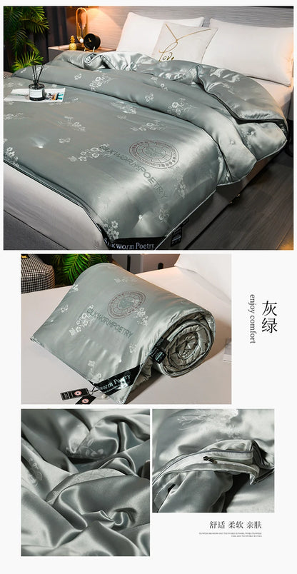 100% Mulberry Silk Handmade Comforter – Winter Warmth, Spring & Autumn Blanket, Thickened Single/Double Quilt for Home & Hotel