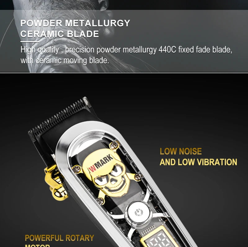 WMARK NG-130 Wireless Charging Hair Clipper – High Speed Professional Type-C Rechargeable Cutter with Charging Stand
