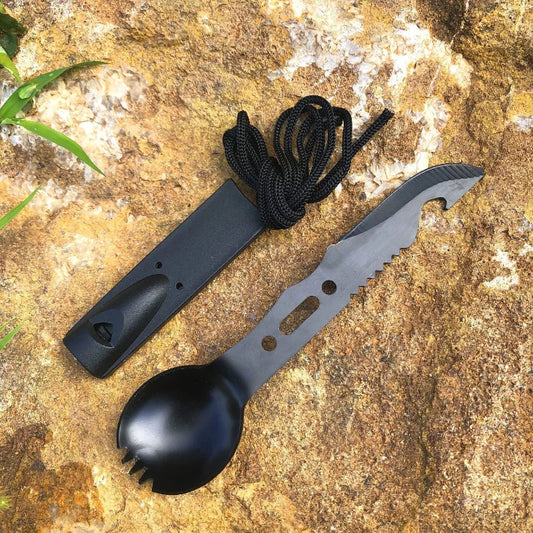 Portable Camping Cutlery Set - Stainless Steel Knife Fork Spoon Multi-Function Picnic Tableware Outdoor Gear