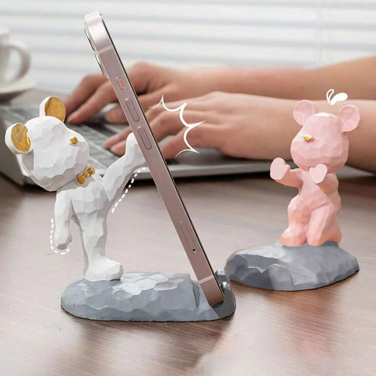 Cartoon Bear Phone Tablet Stand - Adjustable Desktop Holder for Watching Videos and Home Decor