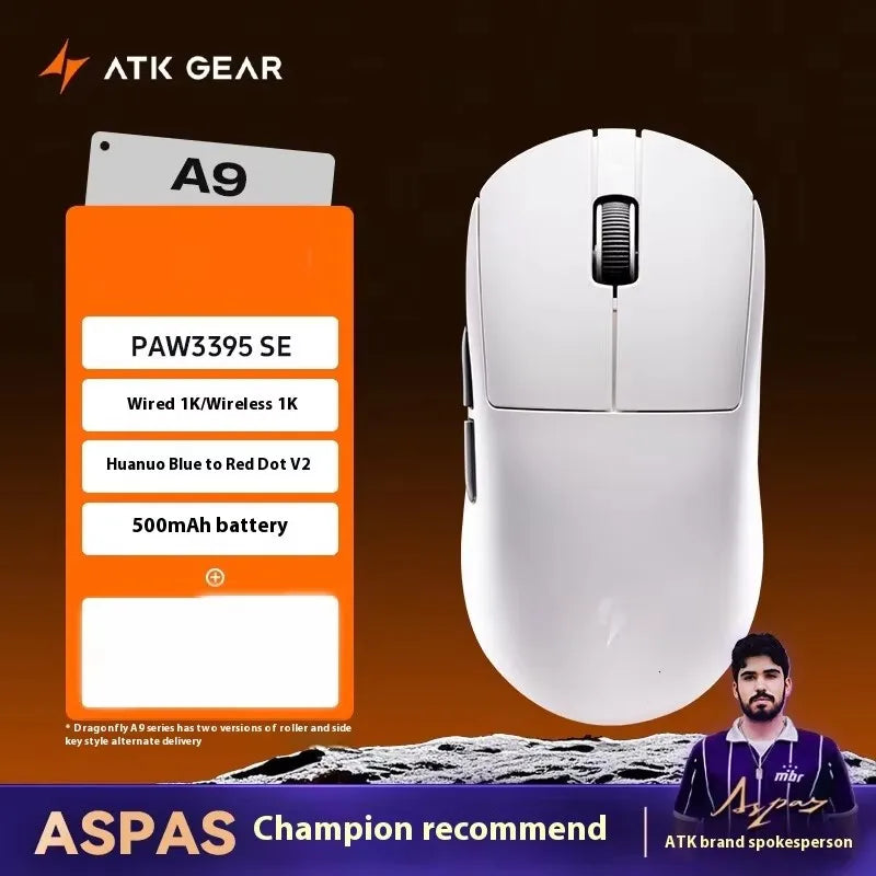 ATK DragonFly A9 Air Ultimate Wireless Gaming Mouse - 42000DPI PAW3950 Sensor 8KHz RGB Ergonomic Mouse for PC Windows & MacOS