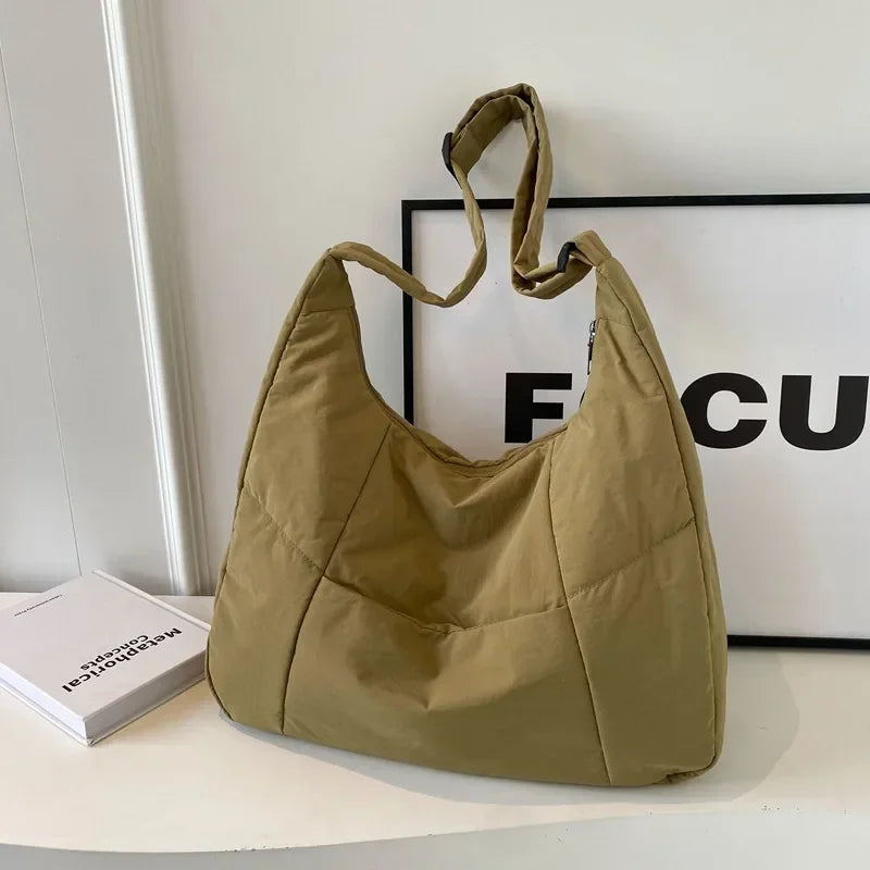 2025 Trendy Women's Soft Cloth Shoulder Bag – Solid Color, Y2K Casual Style, Crossbody Handbag for Students