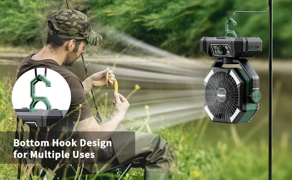 coldSky Portable Camping Fan — 4 LED Lanterns, 8 Speeds, 20000mAh Battery for Outdoor Use