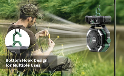 coldSky Portable Camping Fan — 4 LED Lanterns, 8 Speeds, 20000mAh Battery for Outdoor Use