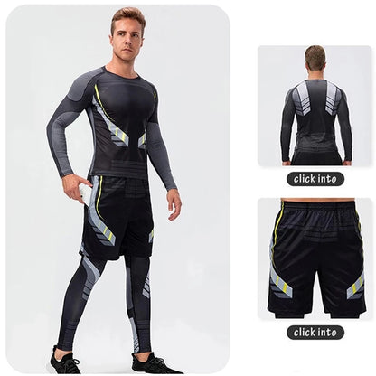 Performance-Driven Comfort: Men's Running Leggings - Quick Dry Gym Fitness Tights for Workout Training, Jogging, Compression Sport Pants