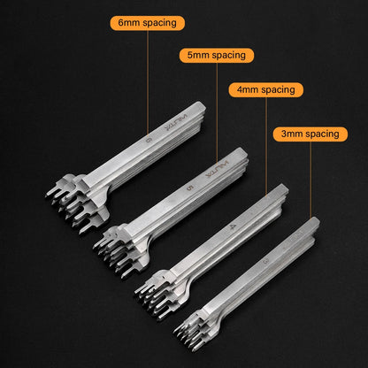 WUTA Leather Chisel Tool – Diamond Pricking Iron with 3/4/5/6mm Hole Punch for Stitching & Leathercraft