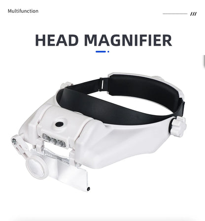 LED Headband Magnifier with 8x Lenses – Hands-Free Magnifying Glass for Jewelry, Watch & Electronic Repair