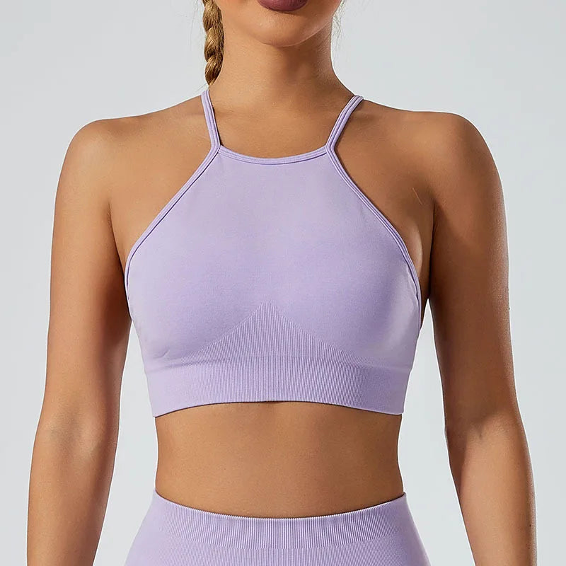 Women’s Shockproof Fitness Sports Bra – Push-Up Crop Top for Gym, Yoga & Workout