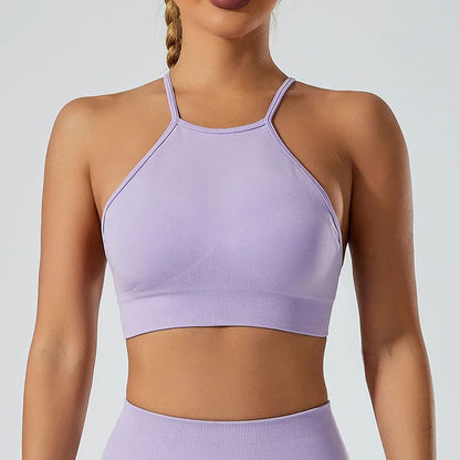Women’s Shockproof Fitness Sports Bra – Push-Up Crop Top for Gym, Yoga & Workout