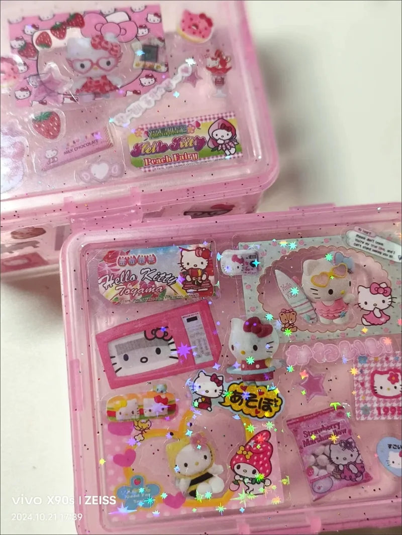 5Pcs Rilakkuma Cutting Stickers – Cute Bear & Hello Kitty Cartoon DIY Stickers for High-Quality Material & Crafts