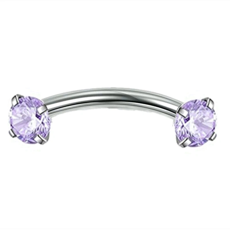 Crystal Curved Barbell Piercing Earrings – Daith, Helix, Tragus & Cartilage Body Jewelry Stud Ring