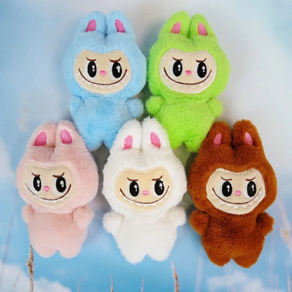 5PCS Kawaii White Labubu Plush Toys – Cute Stuffed Dolls for Kids, Pillows & Keychain Accessories