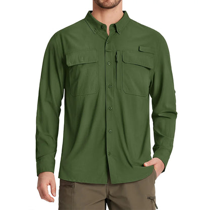 TACVASEN Men's UPF 50+ Fishing Shirt - Quick-Dry Long Sleeve Outdoor Hiking & Work Shirt