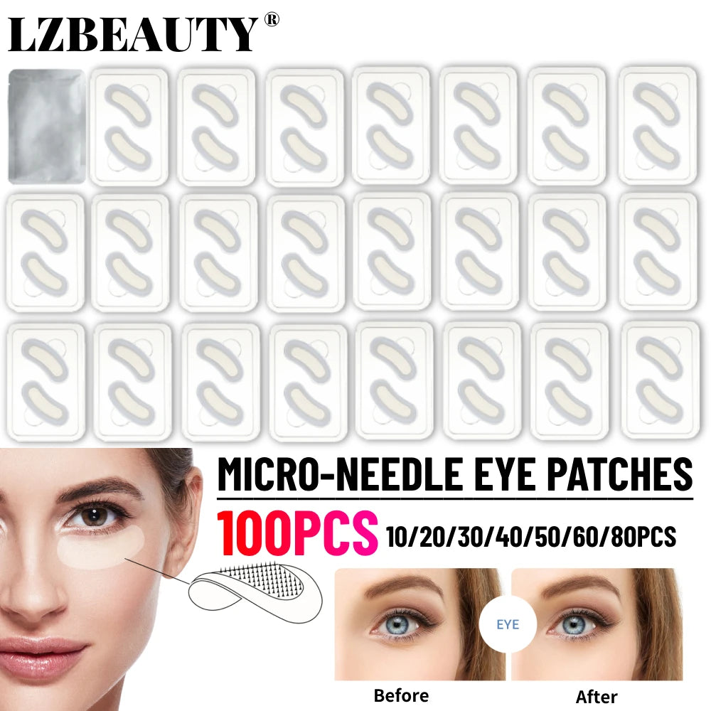Hyaluronic Acid Microneedle Eye Patches — 10–100PCS Anti-Wrinkle, Dark Circle Moisturizing Under Eye Gel Pads