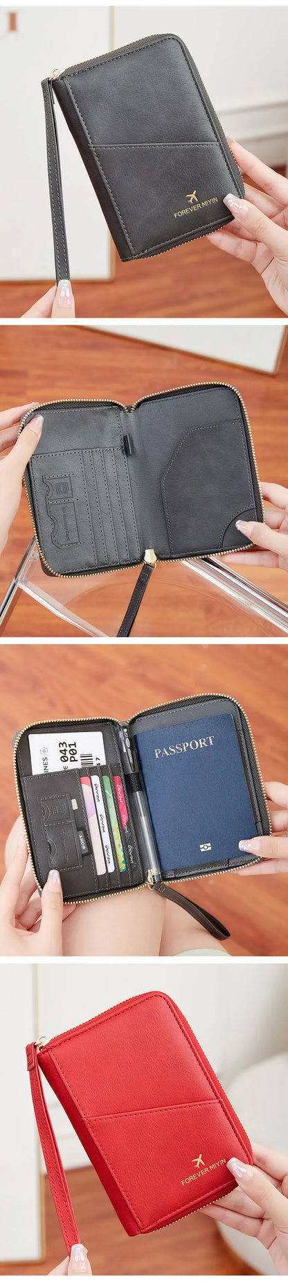 New Retro RFID PU Leather Passport Bag – Fashionable Multifunctional Passport Cover & Travel Clip for Men & Women