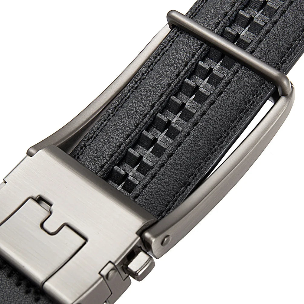 Men’s Cowskin Leather Belt – Luxury Automatic Buckle Designer Style in Black or Brown (3.5cm)