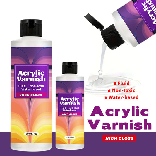 200ML Acrylic Varnish - High Gloss Clear Protective Coating for Paintings with Waterproof & Non-Yellowing Finish