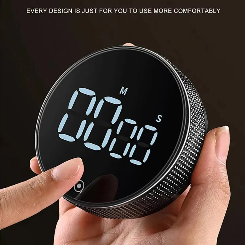 DINRGO Magnetic Kitchen Timer – Digital Manual Countdown Rotary Timer for Cooking, Shower & Stopwatch