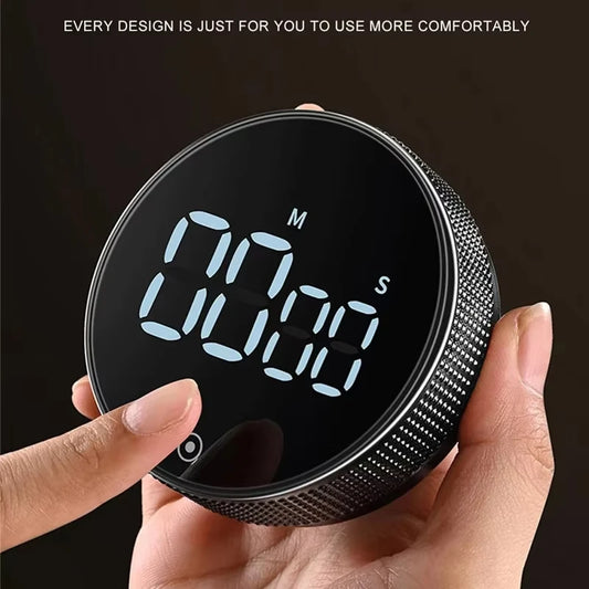 DINRGO Magnetic Kitchen Timer – Digital Manual Countdown Rotary Timer for Cooking, Shower & Stopwatch