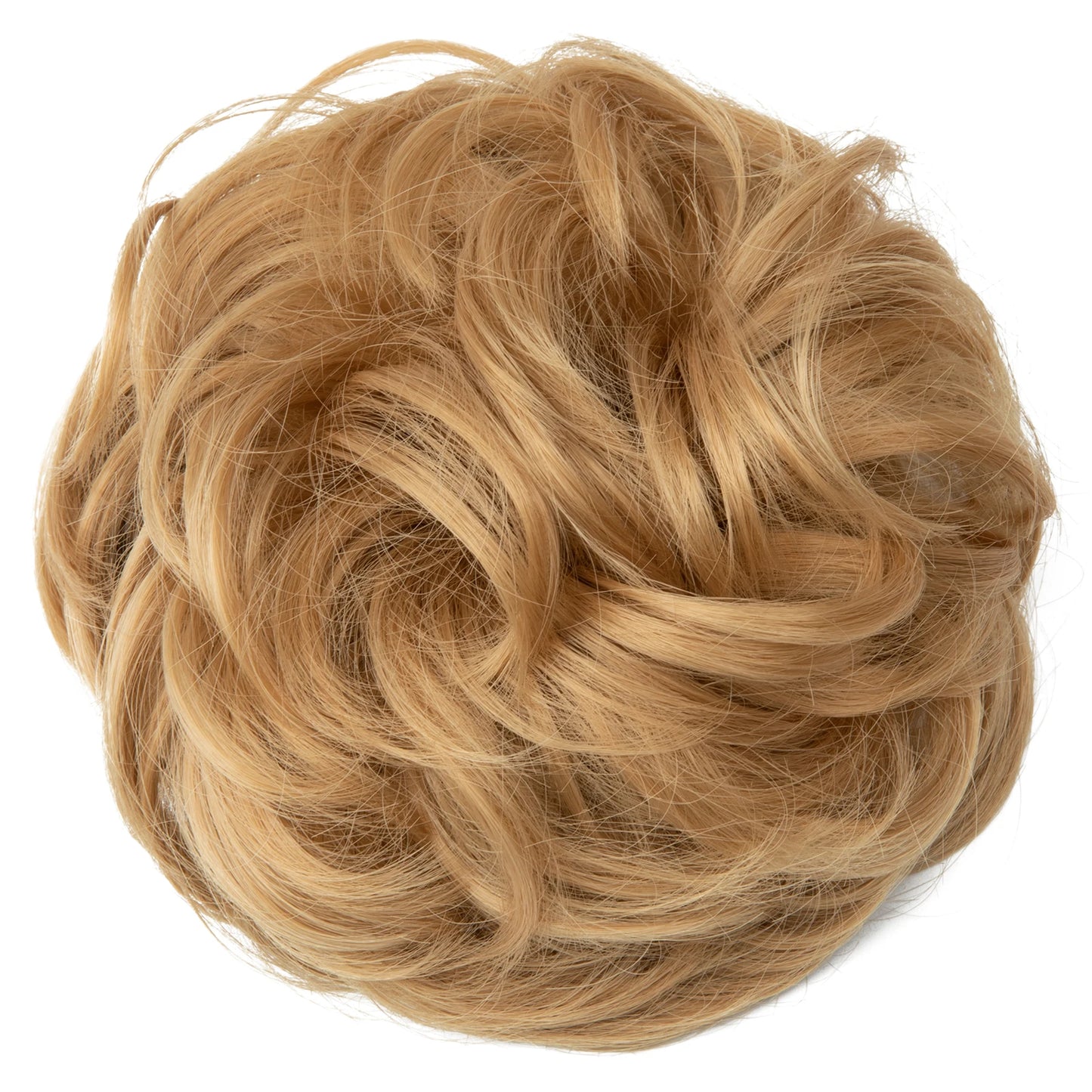 Synthetic Messy Hairpiece Chignon Scrunchie – Blonde & Brown Donut Bun for Women, Elastic Daily Use Hair Extension H9