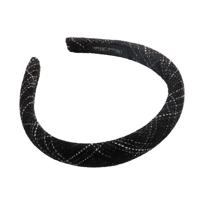 Autumn/Winter Black & White Plaid Headband – Sponge Wide Hair Band, Elegant Hair Hoop for Women & Girls, Fashion Hair Accessories