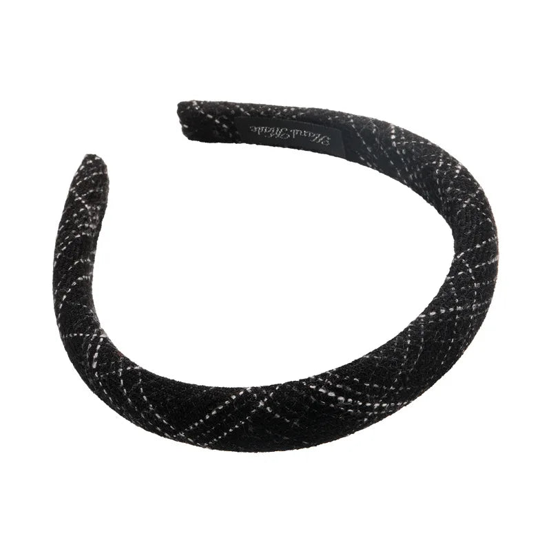 Autumn/Winter Black & White Plaid Headband – Sponge Wide Hair Band, Elegant Hair Hoop for Women & Girls, Fashion Hair Accessories
