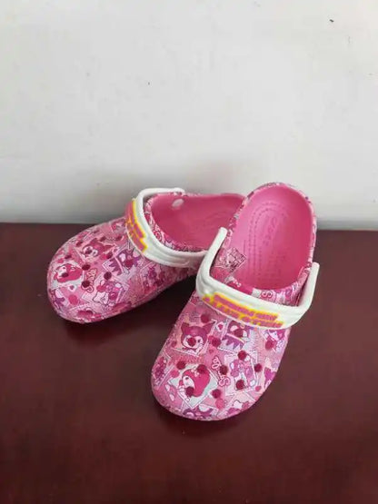 Sanrio Hello Kitty & Kuromi Girls' Summer Slippers – Non-Slip Soft Sole Wrap Toe Sandals