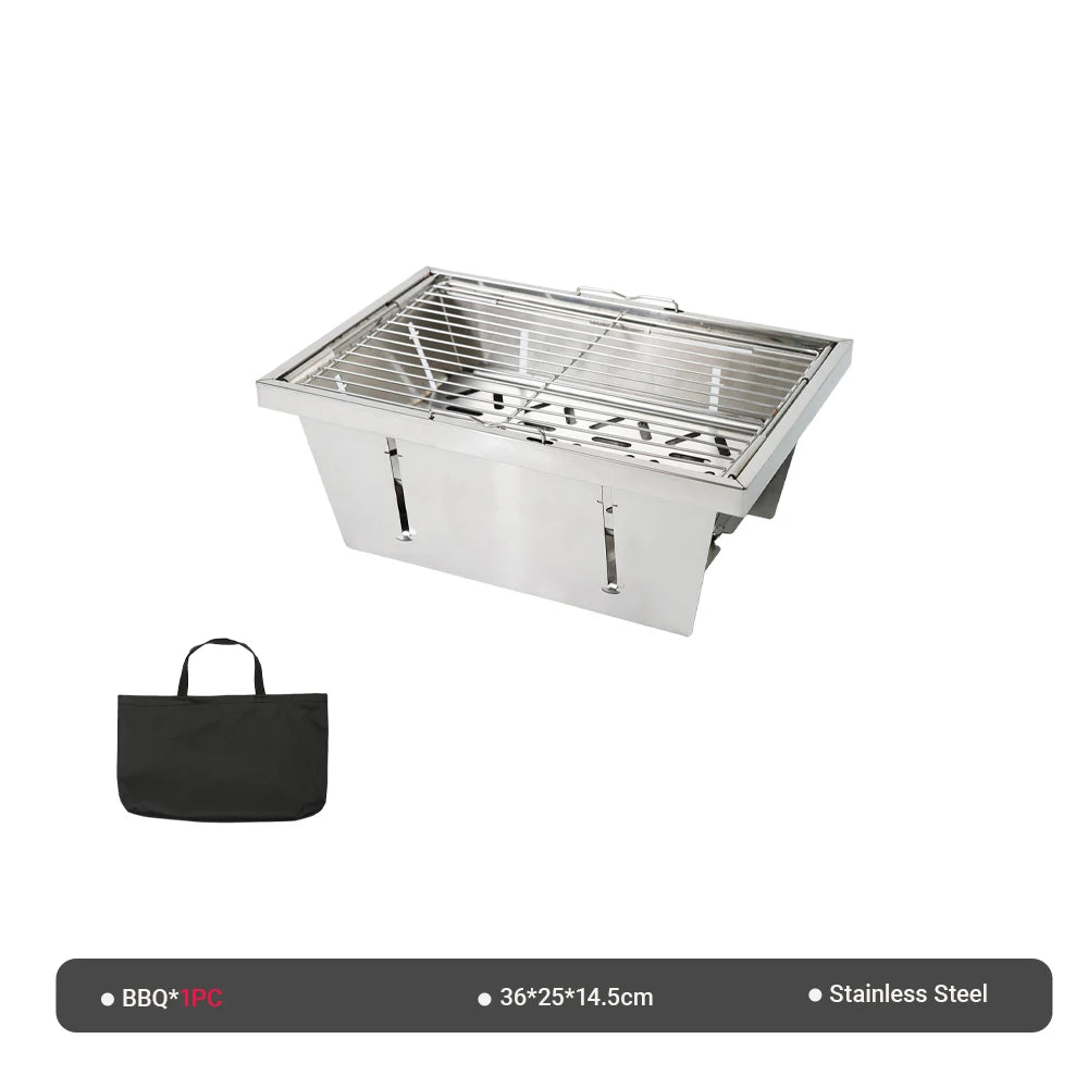 Pandatour IGT Stainless Steel Camping Grill - Folding High-Heat BBQ Stand for Outdoor Picnics & Barbecues