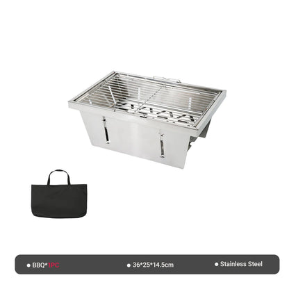 Pandatour IGT Stainless Steel Camping Grill - Folding High-Heat BBQ Stand for Outdoor Picnics & Barbecues