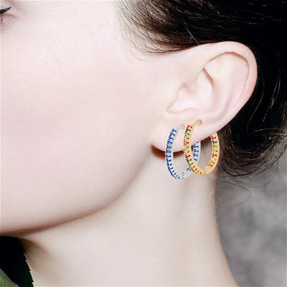 Colorful Zircon Round Earrings – Elegant Jewelry for Women, Stylish Daily & Party Wear Accessories