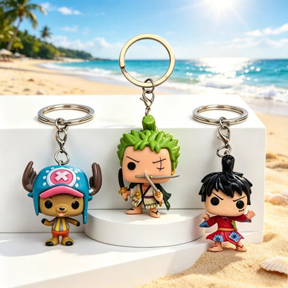 One Piece Wano Country Figure Keychain - Luffy, Roronoa Zoro & Tony Chopper Backpack Pendant Ornament