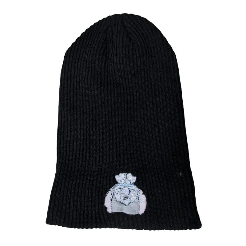 Cartoon Embroidered Knit Beanie Hat – Cute Unisex Stretchy Thermal Cap for Adults & Kids, Perfect Christmas Gift
