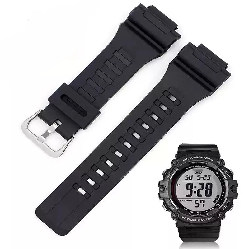 Silicone Resin Watchband for Casio Watches - 18mm Replacement Strap for AQ-S810W, W-735H, AE-1000W, SGW-300H, MRW-200H & Compatible Models