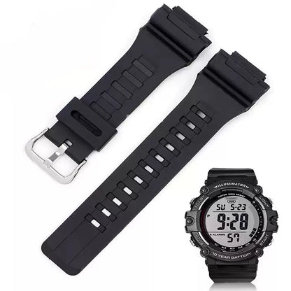 Silicone Resin Watchband for Casio Watches - 18mm Replacement Strap for AQ-S810W, W-735H, AE-1000W, SGW-300H, MRW-200H & Compatible Models
