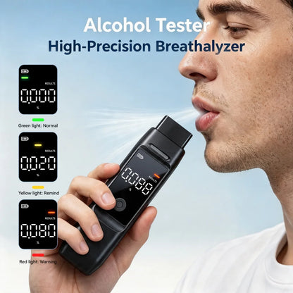 Replaceable Semiconductor Breathalyzer – Alcohol Tester with 4 BAC Measurement Units (%, ‰, mg/100mL, mg/L), Batteries Not Included