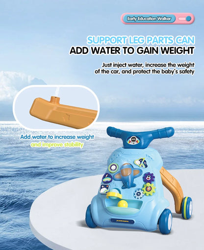Baby Toddler Push Walker Toy – Interactive Musical Montessori Activity Walker with Lights and Safety Brake