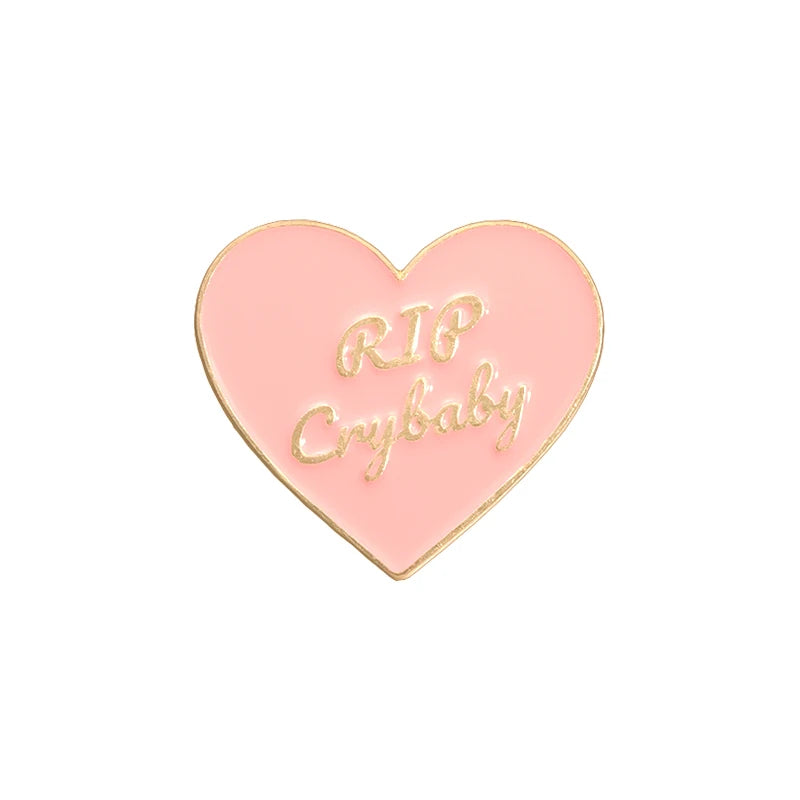 Pink Heart Brain Ghost Enamel Brooch – Gothic Retro Radio & TV Badge, Funny Punk Lapel Pin Jewelry Gift