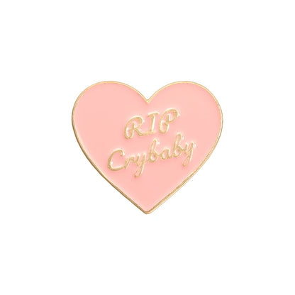 Pink Heart Brain Ghost Enamel Brooch – Gothic Retro Radio & TV Badge, Funny Punk Lapel Pin Jewelry Gift